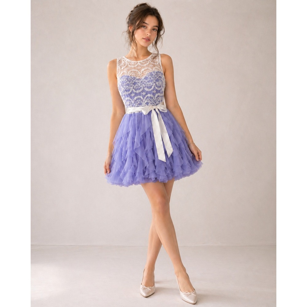 Vintage Y2K Teeze Me Dress Juniors 13/14‎ Purple Cream Coquette Balletcore Fairy